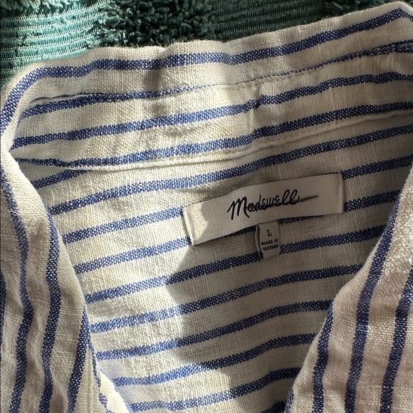 Madewell crop stripe button down large - Picture 2 of 4